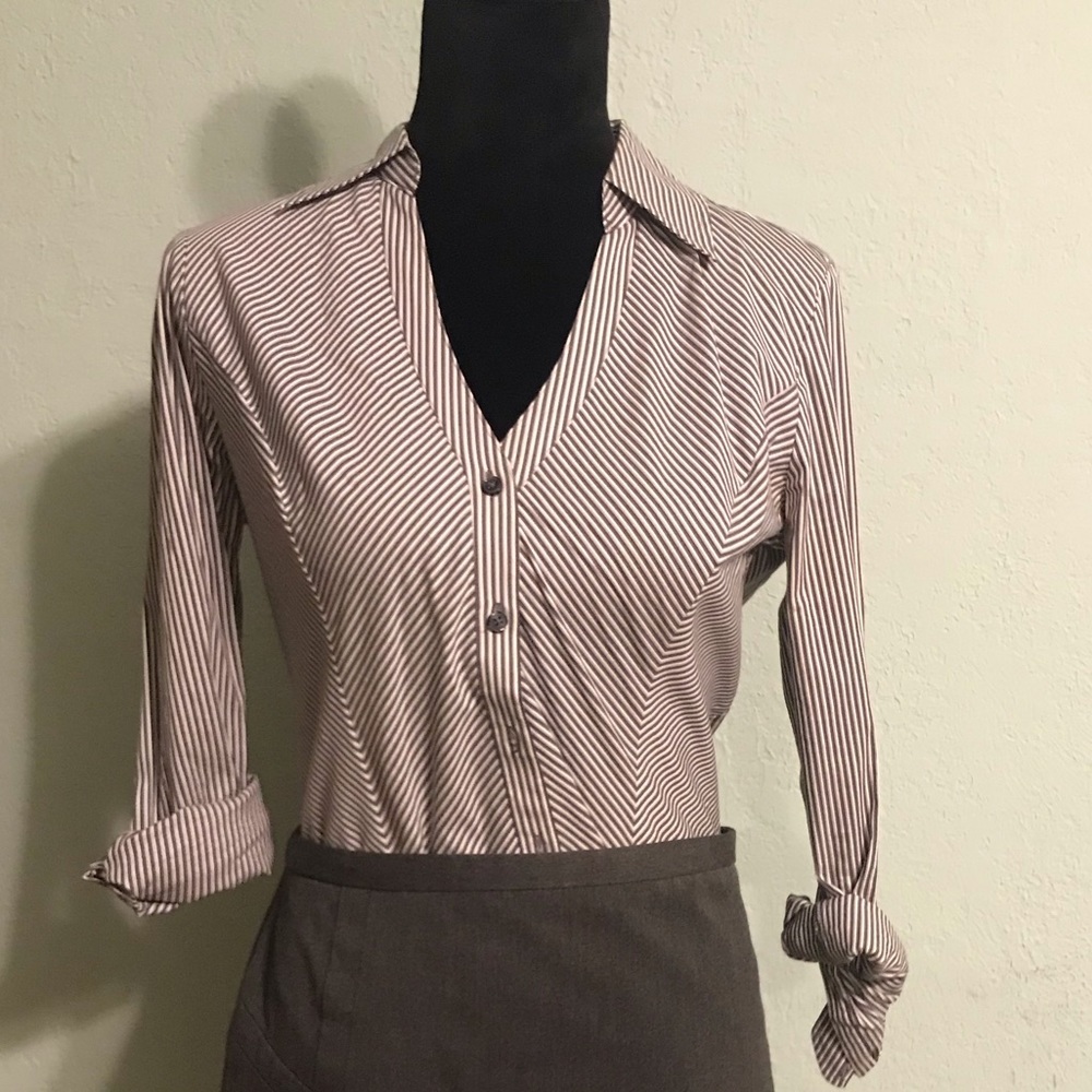 Express gray striped button up shirt